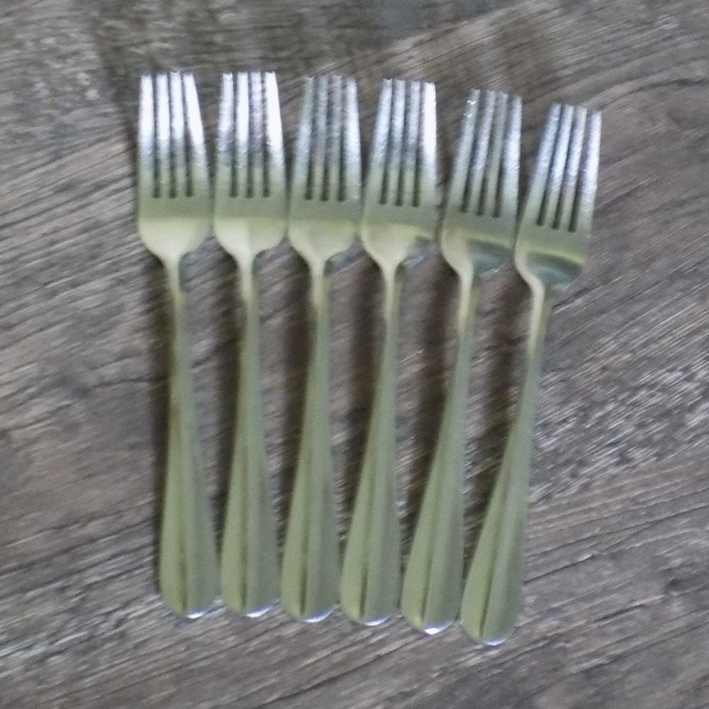 Cambridge Forks Set of 6 Silver Ridged Handle Stainless Steel